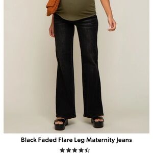 Pink Blush Black Flare Maternity Jeans